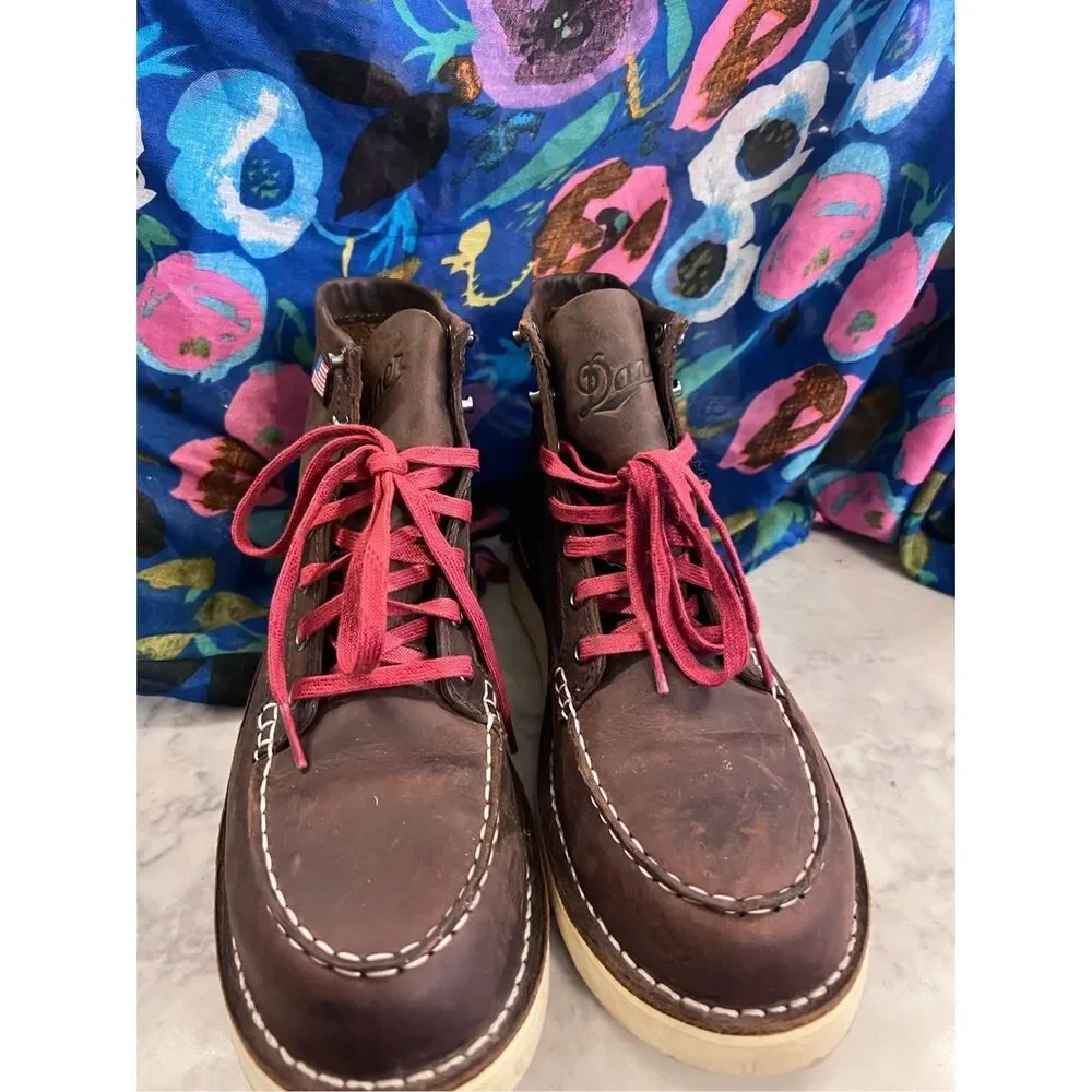 Danner Dark Brown Boots with Red Laces - Picture 1 of 12